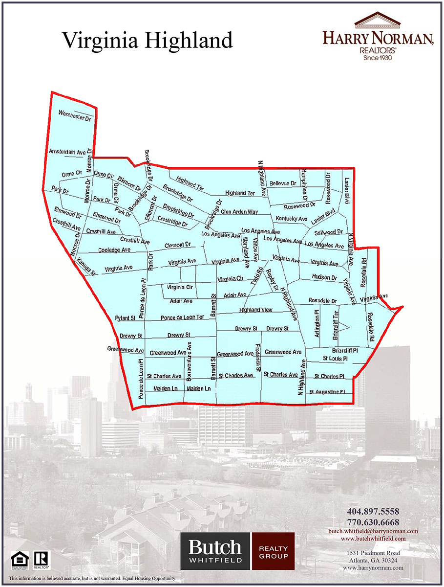 Map Of Virginia Highlands Atlanta Ga 